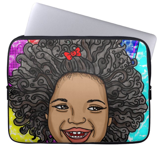 Housse Pour Ordinateur Portable Happy Curls Pop Art Laughl Girl (Devant)