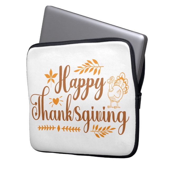 Housse Pour Ordinateur Portable Happy Thanksgiving (devant gauche)