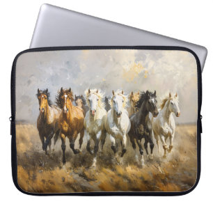 Housse Pour Ordinateur Portable Harde de Cheval Galloping Mustang Peinture