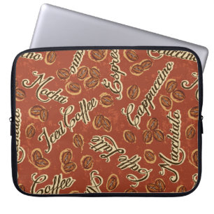 Housse Pour Ordinateur Portable Haricots de café et typographie couteaux de grunge