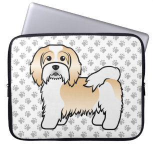 Housse Pour Ordinateur Portable Havanais Fauve Et Blanc Chien De Dessin Animé Mign