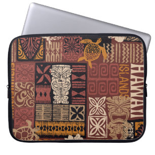 Housse Pour Ordinateur Portable Hawaiian Tribal : Vintage Fabric Patchwork