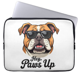 Housse Pour Ordinateur Portable Hé Paws Up Bulldog Vintage avec Lunettes de Soleil