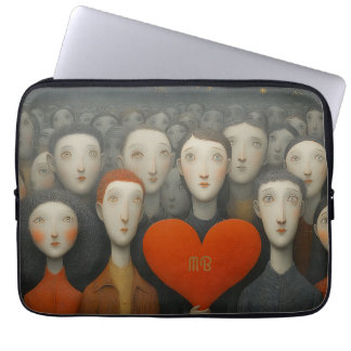 Housse Pour Ordinateur Portable Heart of Crowd Whimsical Folk Art Illustration