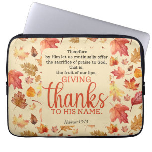 Housse Pour Ordinateur Portable Hébreux 13:15 Thanksgiving Bible Verse Automne aut