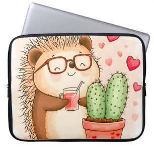 Housse Pour Ordinateur Portable Hérisson Cactus Chedgehog Aquarelle