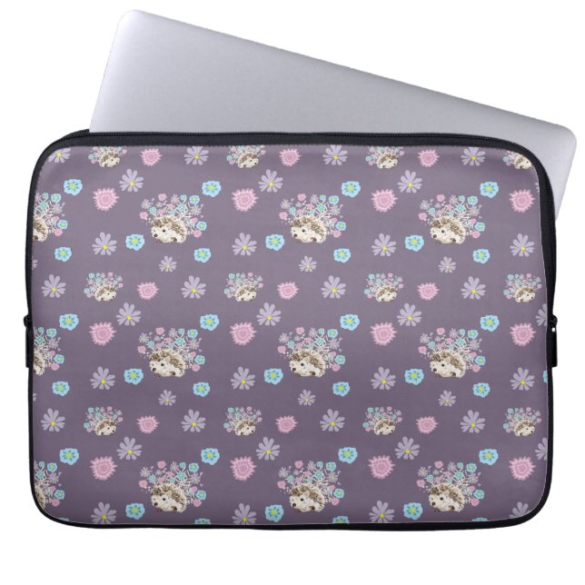 Housse Pour Ordinateur Portable hérisson et fleurs motif (Devant)