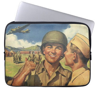 Housse Pour Ordinateur Portable Héros patriotiques vintage, hommes d'avion militai