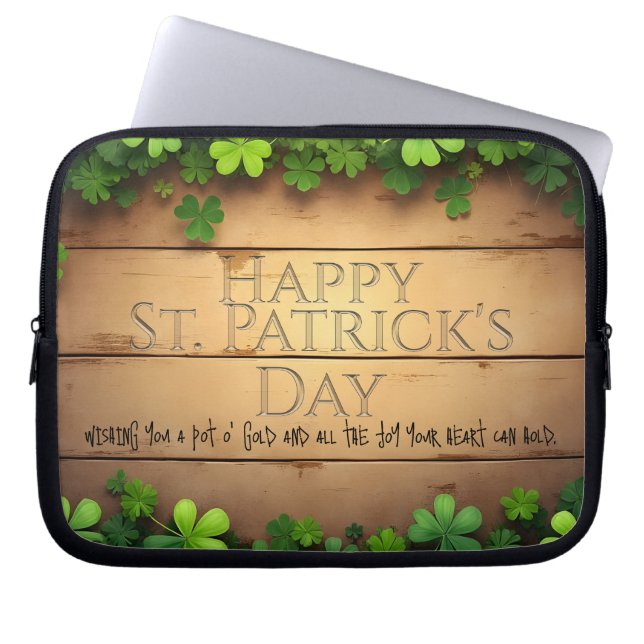 Housse Pour Ordinateur Portable Heureux voeux de la Saint-Patrick 🍀 (Devant)