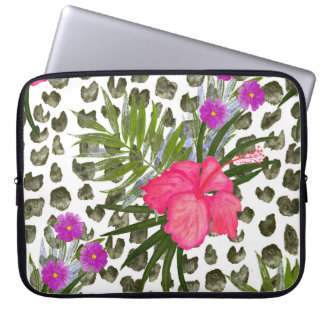 Housse Pour Ordinateur Portable Hibiscus Animal : Aquarelle Motif sans joint.