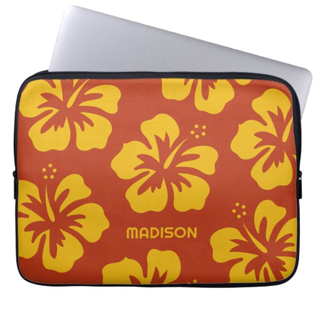 Housse Pour Ordinateur Portable Hibiscus de nom personnalisé (Devant)