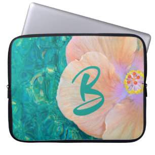 Housse Pour Ordinateur Portable Hibiscus flower turquoise ocean water Hawaiian