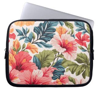 Housse Pour Ordinateur Portable Hibiscus Tropical Fleurs Élégance