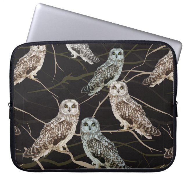Housse Pour Ordinateur Portable hibou assis sur une branche (Devant)