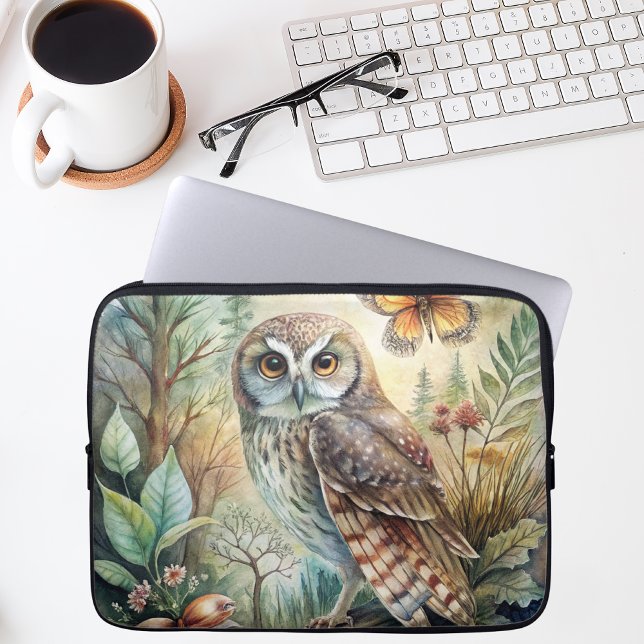 Housse Pour Ordinateur Portable Hibou bohème de la forêt (Créateur téléchargé)