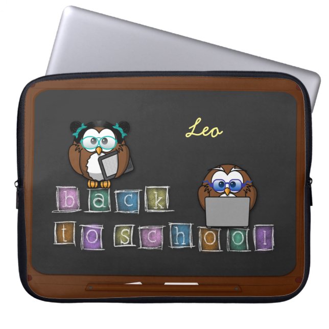 Housse Pour Ordinateur Portable hibou de rentrée scolaire (Devant)