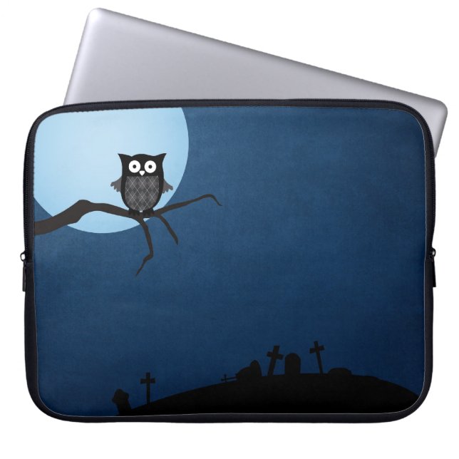Housse Pour Ordinateur Portable Hibou éffrayant de Halloween (Devant)