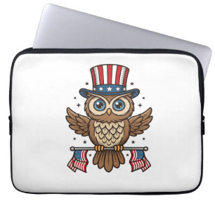 Housse Pour Ordinateur Portable Hibou patriotique Gravure vintage Graphique_1