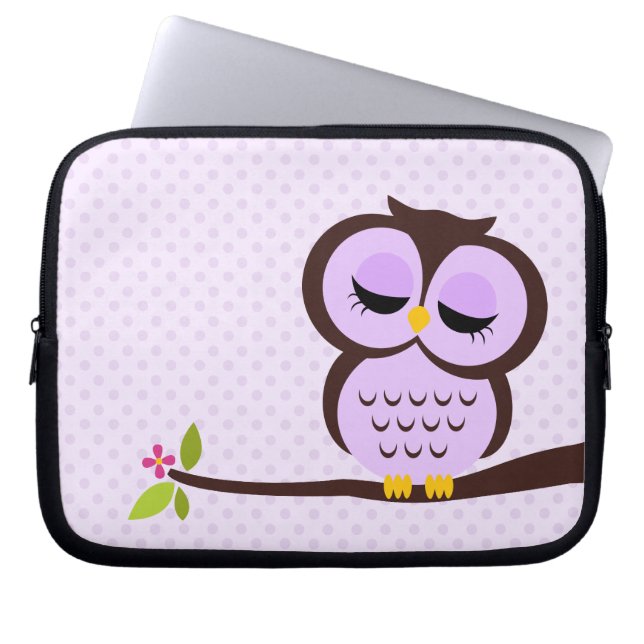 Housse Pour Ordinateur Portable Hibou pourpre mignon (Devant)
