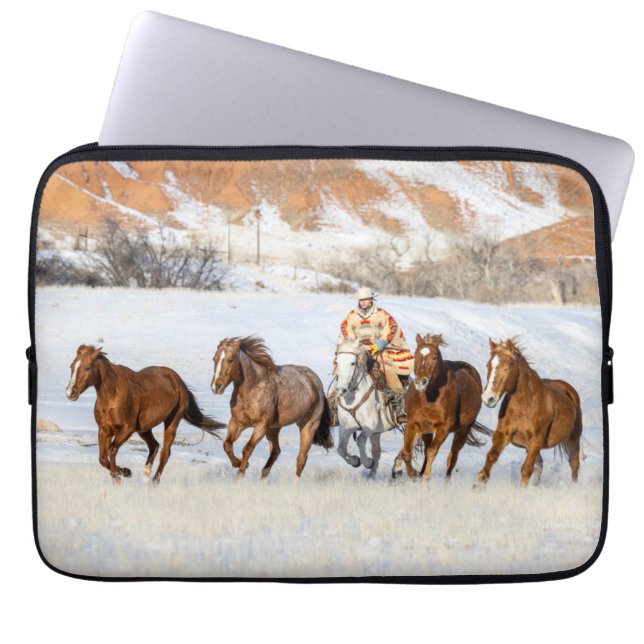 Housse Pour Ordinateur Portable Hideout Horse Ranch, Wrangler et Horse (Devant)