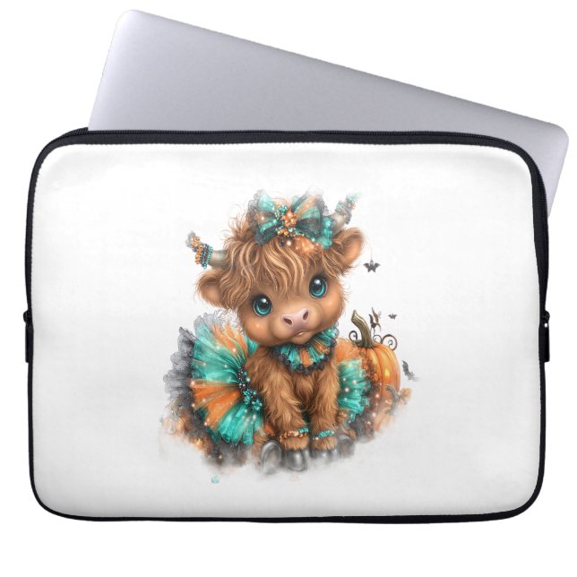 Housse Pour Ordinateur Portable Highland Cow Farm Halloween (Devant)