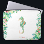 Housse Pour Ordinateur Portable Hippocampe botanique d'île<br><div class="desc">Les fleurs d'île de belle aquarelle et le feuillage et l'hippocampe botaniques forment,  douille personnalisée d'ordinateur portable.</div>