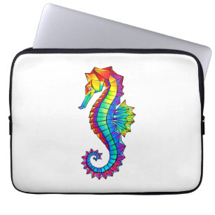 Housse Pour Ordinateur Portable Hippocampe polygonal arc-en-ciel