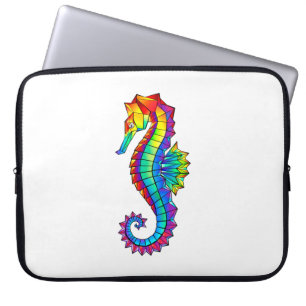 Housse Pour Ordinateur Portable Hippocampe polygonal arc-en-ciel