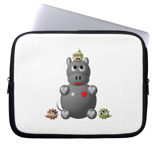 Housse Pour Ordinateur Portable Hippopotame mignon avec des hamsters (Devant)