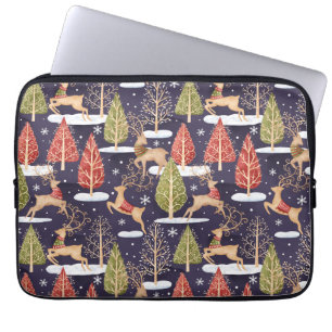 Housse Pour Ordinateur Portable Hiver des rennes Whimsical