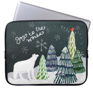 Housse Pour Ordinateur Portable Hiver Wonderland Ours Polaire Manche Ordinateur Po