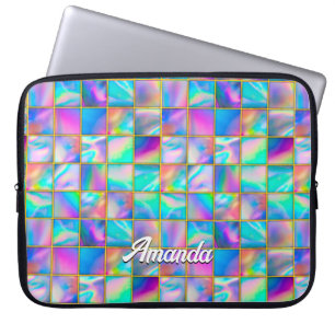 Housse Pour Ordinateur Portable Holographe élégant tendance fausse or géométrique