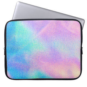 Housse Pour Ordinateur Portable Holographique texture réelle en bleu rose vert