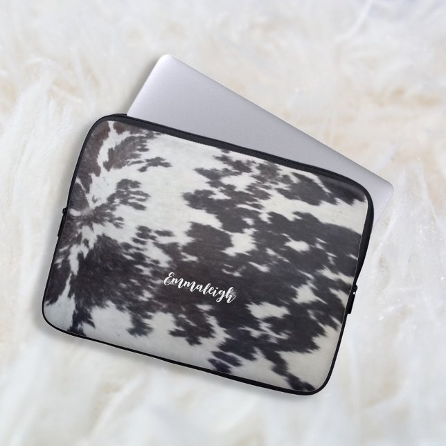 Housse Pour Ordinateur Portable Holstein Vache Faux Cuir Revêtement naturel (Créateur téléchargé)
