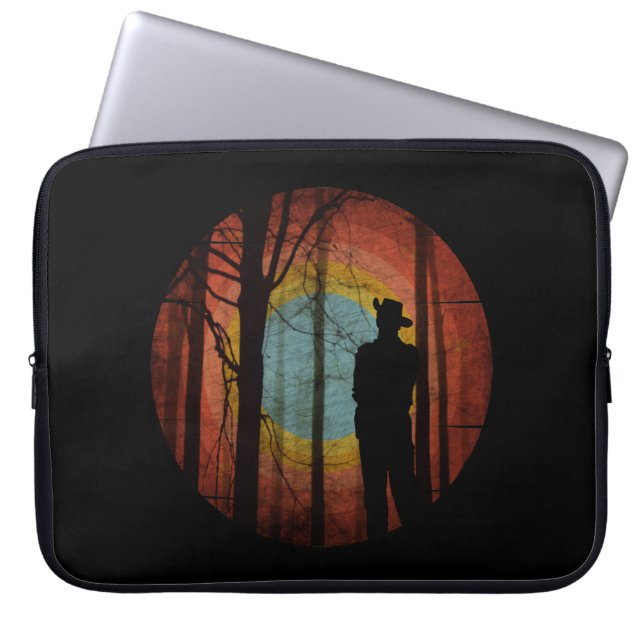 HOUSSE POUR ORDINATEUR PORTABLE HOMME DANS LA FORÊT BOISÉE (Devant)