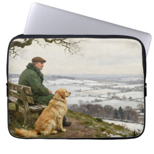 Housse Pour Ordinateur Portable Homme et chien profitant de la vue sur la campagne