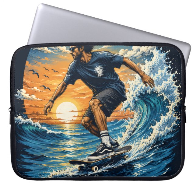 Housse Pour Ordinateur Portable Homme surfant sur les vagues  (Devant)