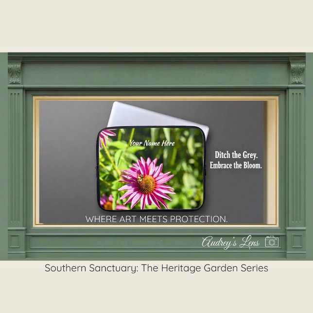 Housse Pour Ordinateur Portable Honeybee & Pink Coneflower Laptop Sleeve (Créateur téléchargé)