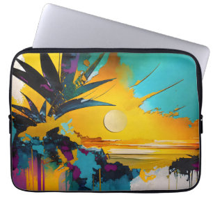 Housse Pour Ordinateur Portable Horizon Doré – Coucher de Soleil Tropical Abstrait