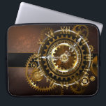 Housse Pour Ordinateur Portable Horloge Steampunk avec des engrenages anciens<br><div class="desc">Montres anciennes et fantastiques avec des engrenages dorés et laiton sur un arrière - plan brun et rouillé. Style Steampunk.</div>