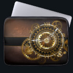Housse Pour Ordinateur Portable Horloge Steampunk avec des engrenages anciens<br><div class="desc">Montres anciennes et fantastiques avec des engrenages dorés et laiton sur un arrière - plan brun et rouillé. Style Steampunk.</div>