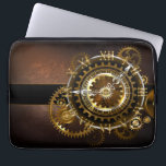 Housse Pour Ordinateur Portable Horloge Steampunk avec des engrenages anciens<br><div class="desc">Montres anciennes et fantastiques avec des engrenages dorés et laiton sur un arrière - plan brun et rouillé. Style Steampunk.</div>