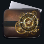 Housse Pour Ordinateur Portable Horloge Steampunk avec des engrenages anciens<br><div class="desc">Montres anciennes et fantastiques avec des engrenages dorés et laiton sur un arrière - plan brun et rouillé. Style Steampunk.</div>