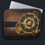 Housse Pour Ordinateur Portable Horloge Steampunk avec des engrenages anciens<br><div class="desc">Montres anciennes et fantastiques avec des engrenages dorés et laiton sur un arrière - plan brun et rouillé. Style Steampunk.</div>