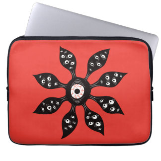 Housse Pour Ordinateur Portable Horreur Fleur Oeil Déplaisant Macabre Rouge Noir