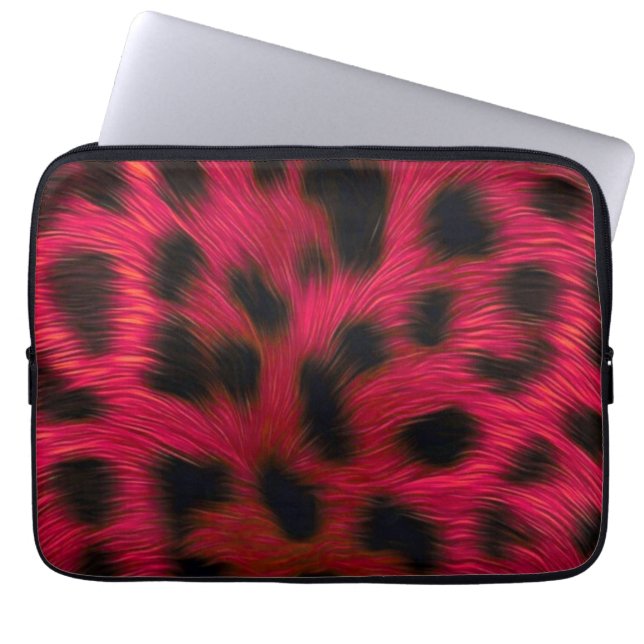 Housse Pour Ordinateur Portable Hot Pink Leopard Print Faux  (Devant)
