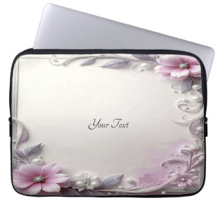Housse Pour Ordinateur Portable Housse d'ordinateur portable à cadre floral rose