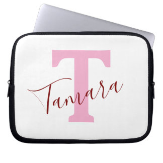 Housse Pour Ordinateur Portable Housse d'ordinateur portable à monogramme rose | N