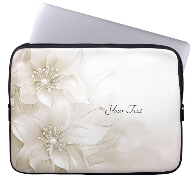 Housse Pour Ordinateur Portable Housse d'ordinateur portable Fleurs Blanches Ivoir (Devant)