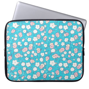 Housse Pour Ordinateur Portable Housse d'ordinateur portable Fleurs vintage Bleu A